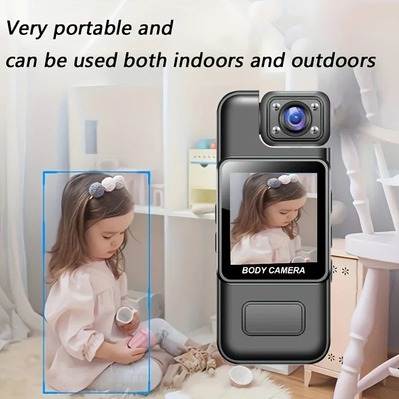 1080P HD Wearable Sports Camera, 1000mAh Rechargeable Battery, Night Vision, 180° Rotatable Lens,