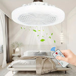 Ceiling Fan With Light, 3 Speed LED Dimming 3 Colors 8 Invisible Bladeless Flush Mount Fan Light