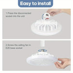 Ceiling Fan With Light, 3 Speed LED Dimming 3 Colors 8 Invisible Bladeless Flush Mount Fan Light