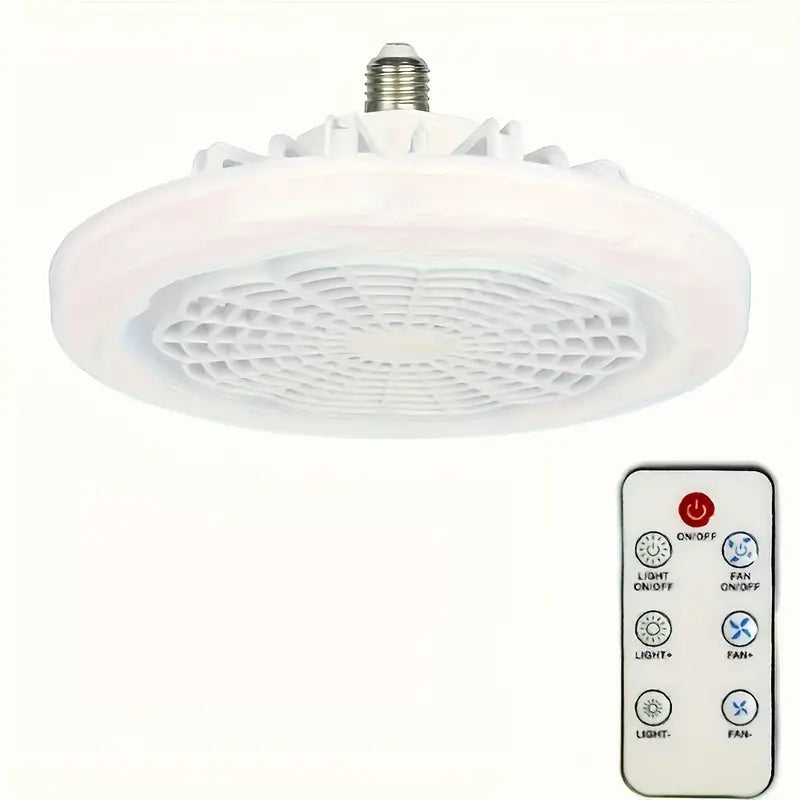 Ceiling Fan With Light, 3 Speed LED Dimming 3 Colors 8 Invisible Bladeless Flush Mount Fan Light