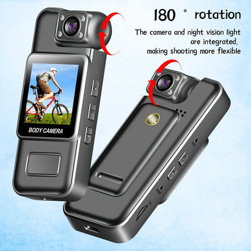 1080P HD Wearable Sports Camera, 1000mAh Rechargeable Battery, Night Vision, 180° Rotatable Lens,