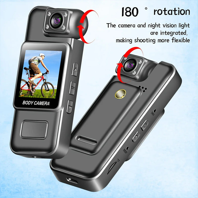 1080P HD Wearable Sports Camera, 1000mAh Rechargeable Battery, Night Vision, 180° Rotatable Lens,