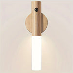 Motion Sensor Night Light, Magnetic Wall Lamp, USB Rechargeable LED Stick Light, Wireless Staircase Indoor Wooden Wall Closet Light for Hallway