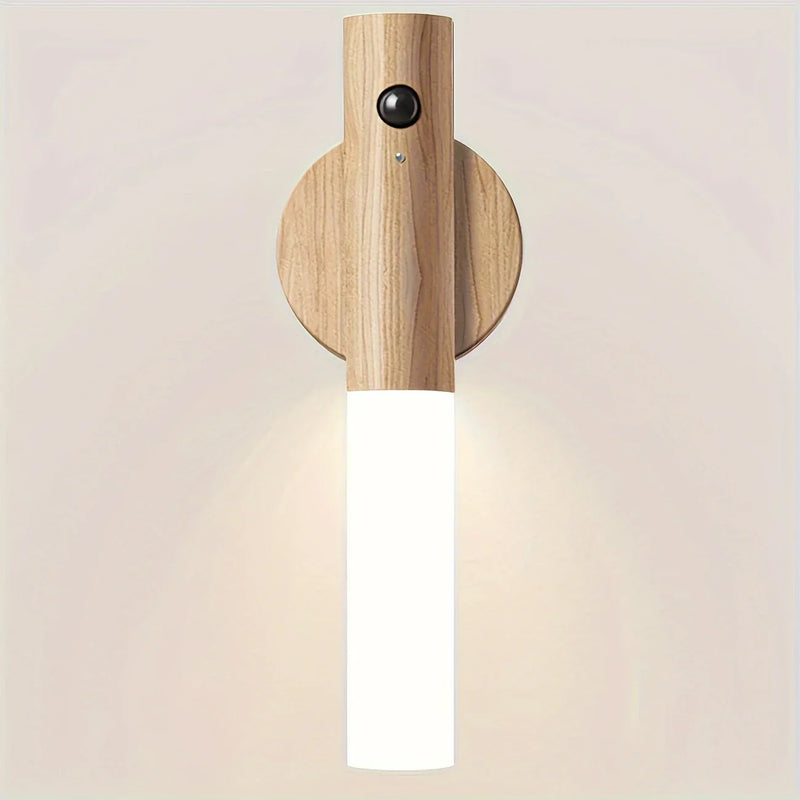 Motion Sensor Night Light, Magnetic Wall Lamp, USB Rechargeable LED Stick Light, Wireless Staircase Indoor Wooden Wall Closet Light for Hallway