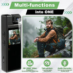 Small Body Camera, 180° Rotating Lens, Long Battery Life, Sports Recording Camera, Suitable for Sports Cycling Video Recording, Black Body, with Back Clip
