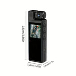 Small Body Camera, 180° Rotating Lens, Long Battery Life, Sports Recording Camera, Suitable for Sports Cycling Video Recording, Black Body, with Back Clip