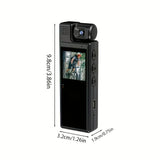 Small Body Camera, 180° Rotating Lens, Long Battery Life, Sports Recording Camera, Suitable for Sports Cycling Video Recording, Black Body, with Back Clip
