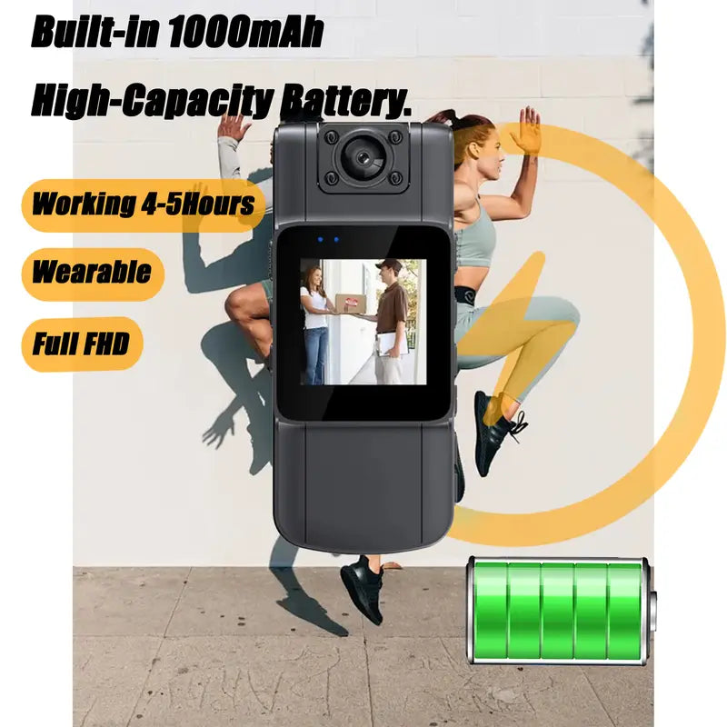 1080p HD Mini DV Camera with Display Screen, Live Preview,USB Charging.
