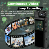 Small Body Camera, 180° Rotating Lens, Long Battery Life, Sports Recording Camera, Suitable for Sports Cycling Video Recording, Black Body, with Back Clip